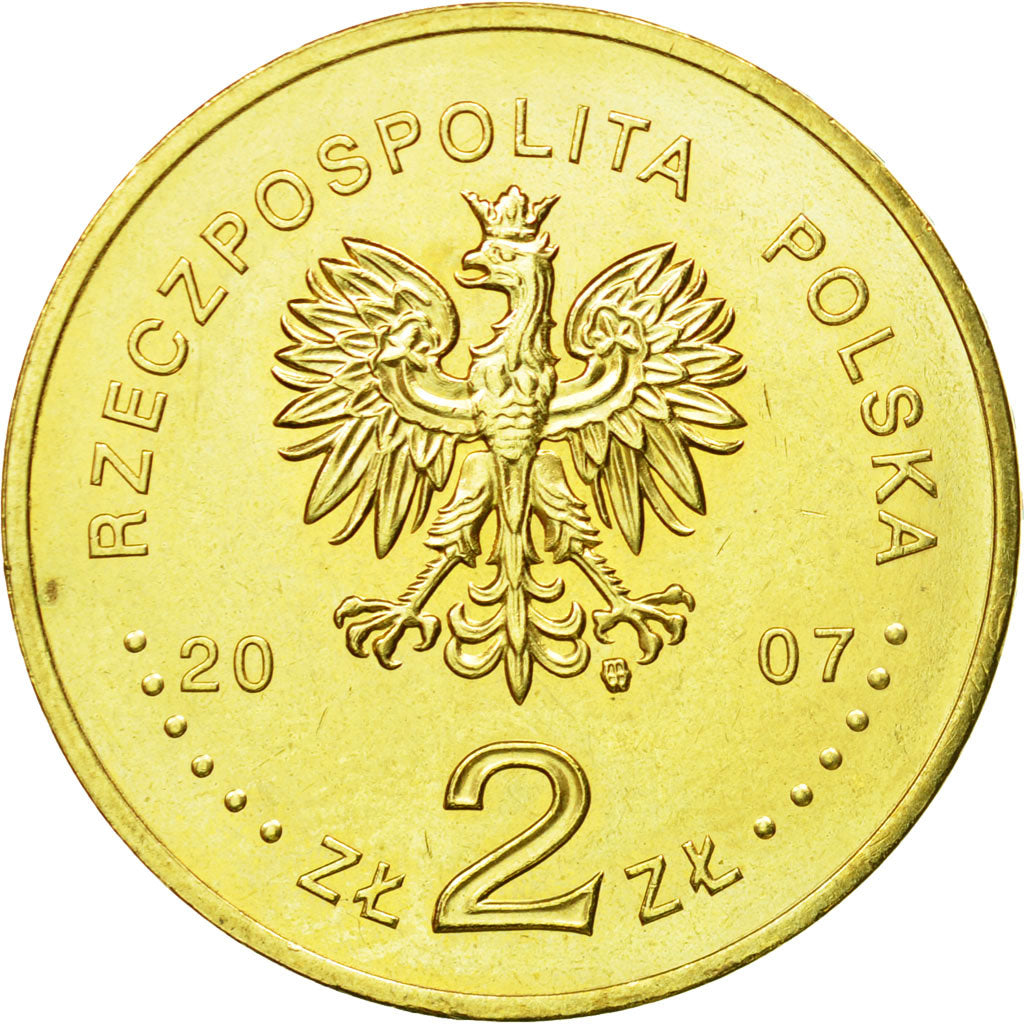 Coin, Poland, 2 Zlote, 2007, Warsaw, MS(64), Brass, KM:594