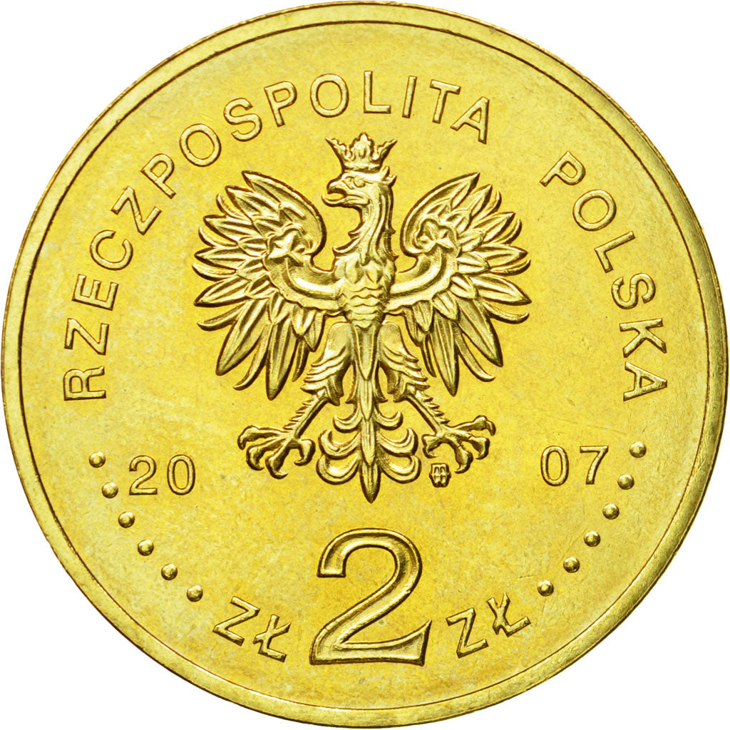 Coin, Poland, 2 Zlote, 2007, Warsaw, MS(64), Brass, KM:586