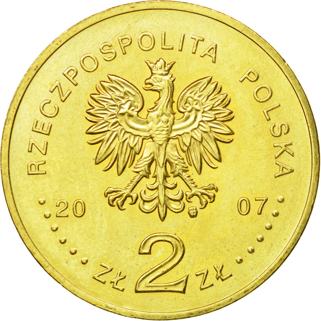Coin, Poland, 2 Zlote, 2007, Warsaw, MS(64), Brass, KM:610