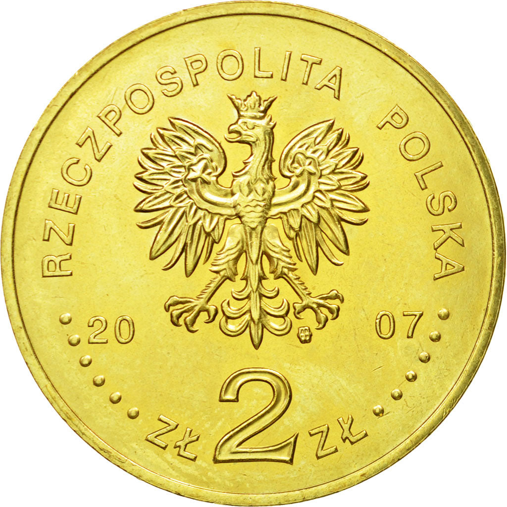 Coin, Poland, 2 Zlote, 2007, Warsaw, MS(64), Brass, KM:612