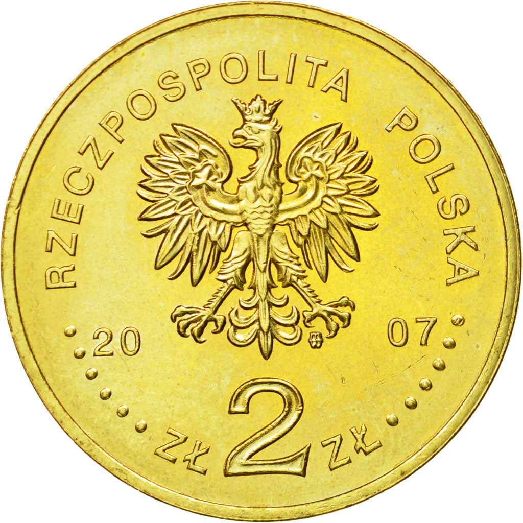 Coin, Poland, 2 Zlote, 2007, Warsaw, MS(64), Brass, KM:591