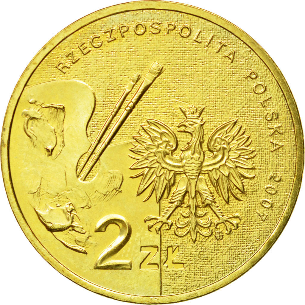 Coin, Poland, 2 Zlote, 2007, Warsaw, MS(64), Brass, KM:626