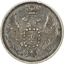 Monnaie, Russie, 10 Kopeks, Grivennik, 1855, Saint-Petersburg, TTB+, Argent