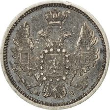 Monnaie, Russie, 10 Kopeks, Grivennik, 1855, Saint-Petersburg, TTB+, Argent