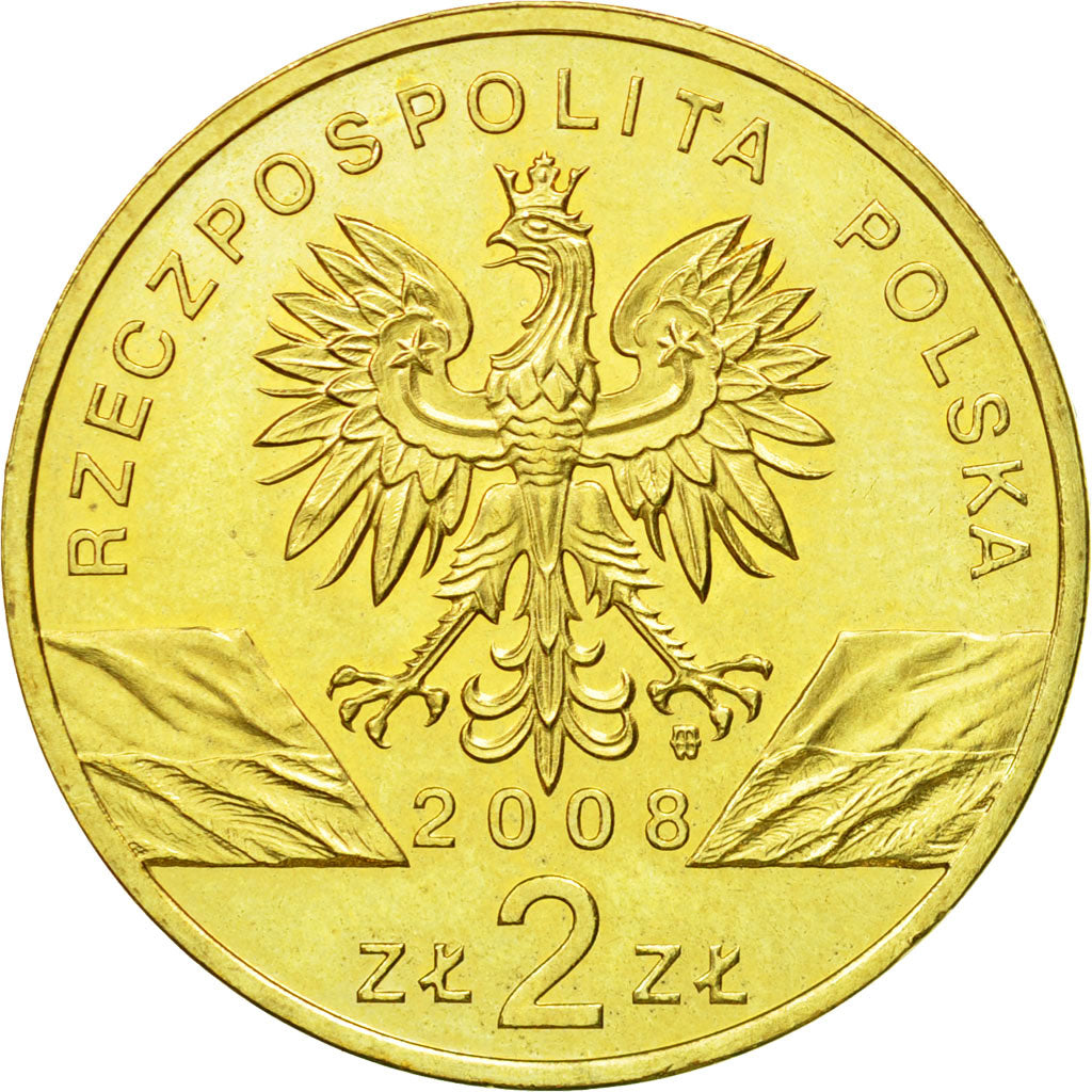 Coin, Poland, 2 Zlote, 2008, Warsaw, MS(64), Brass, KM:627