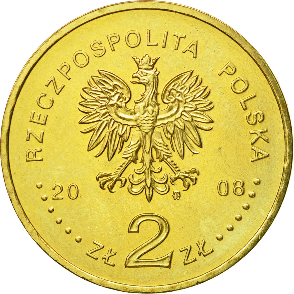 Coin, Poland, 2 Zlote, 2008, Warsaw, MS(64), Brass, KM:629