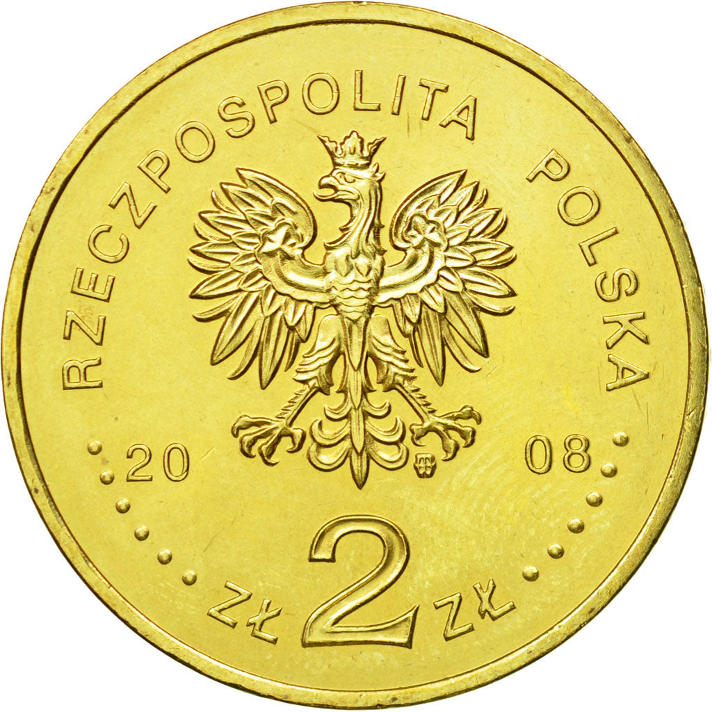 Coin, Poland, 2 Zlote, 2008, Warsaw, MS(64), Brass, KM:633