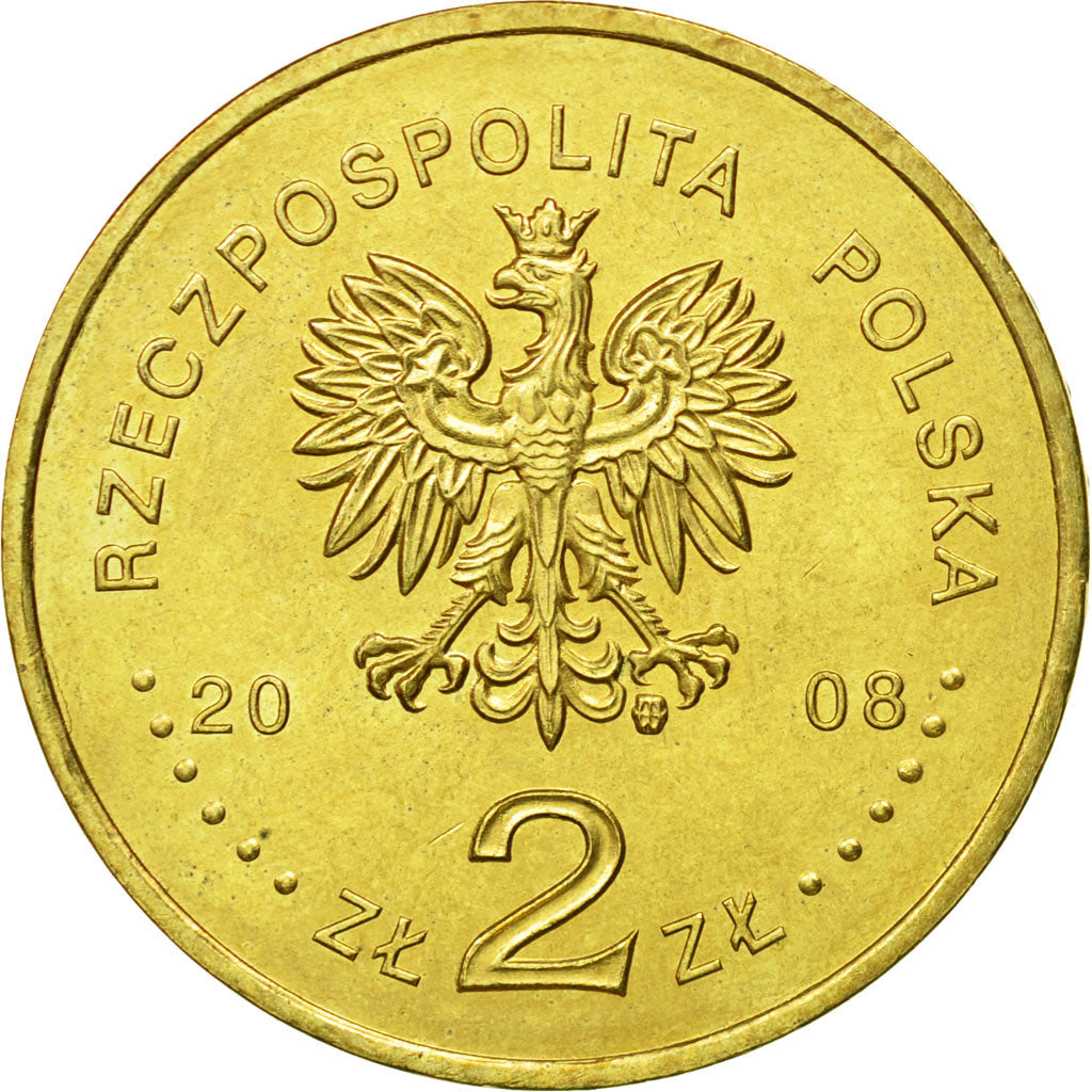 Coin, Poland, 2 Zlote, 2008, Warsaw, MS(63), Brass, KM:638