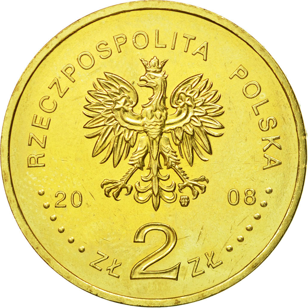 Coin, Poland, 2 Zlote, 2008, Warsaw, MS(64), Brass, KM:641