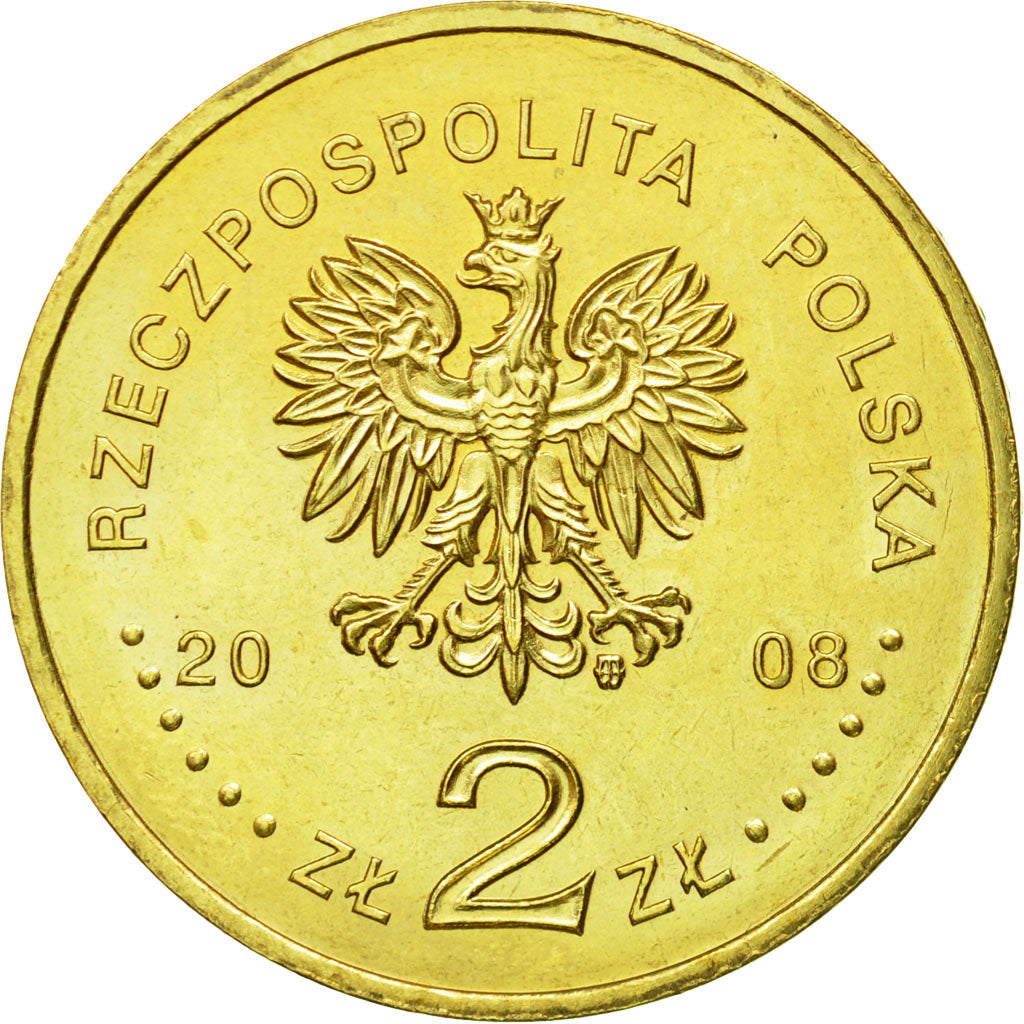 Coin, Poland, 2 Zlote, 2008, Warsaw, MS(64), Brass, KM:644