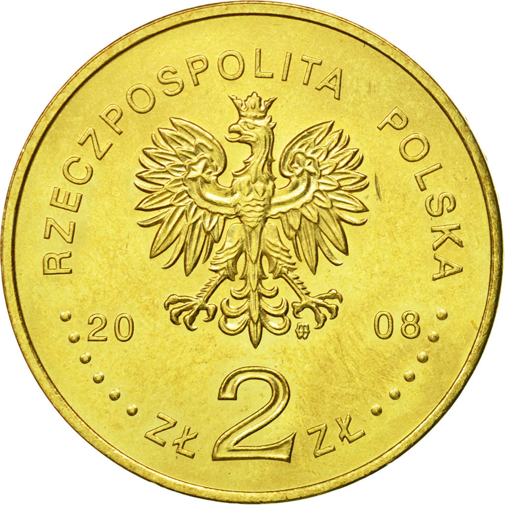 Coin, Poland, 2 Zlote, 2008, Warsaw, MS(63), Brass, KM:648