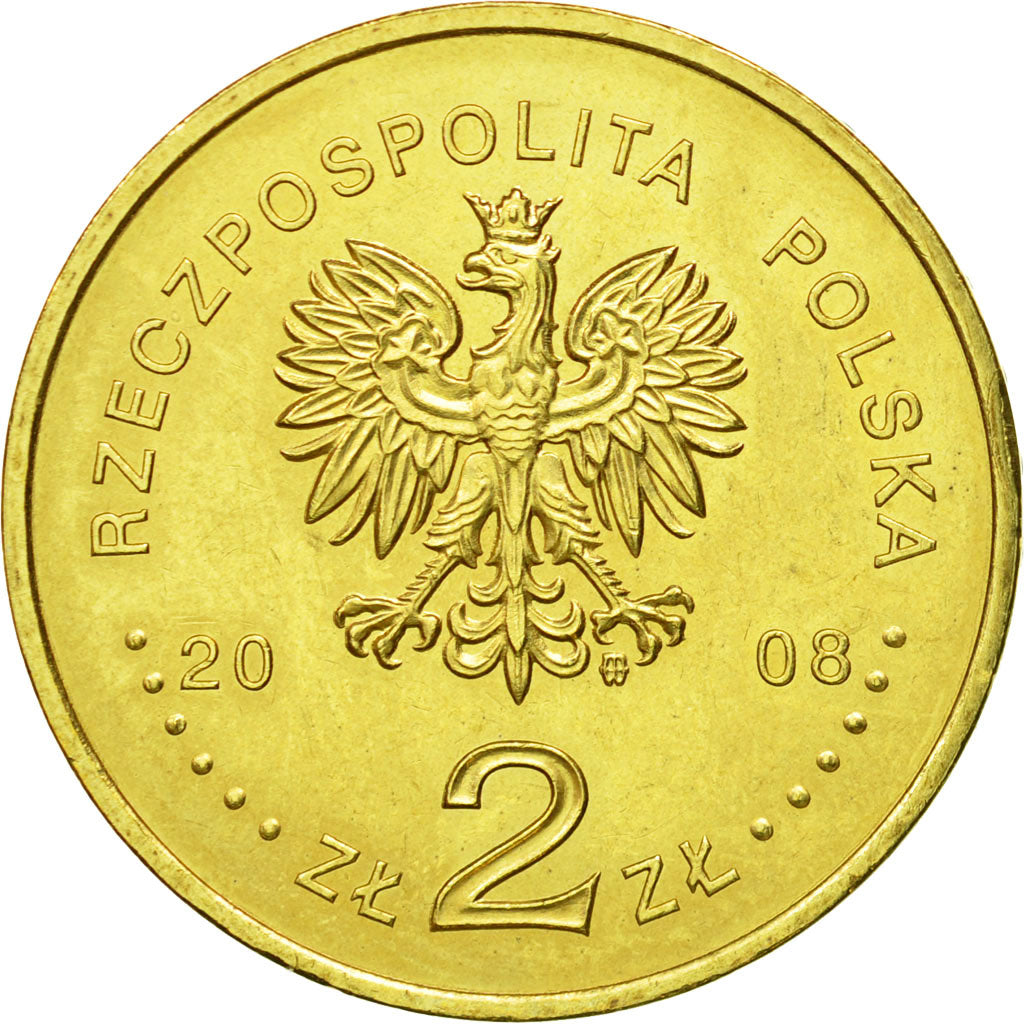 Coin, Poland, 2 Zlote, 2008, Warsaw, MS(63), Brass, KM:656