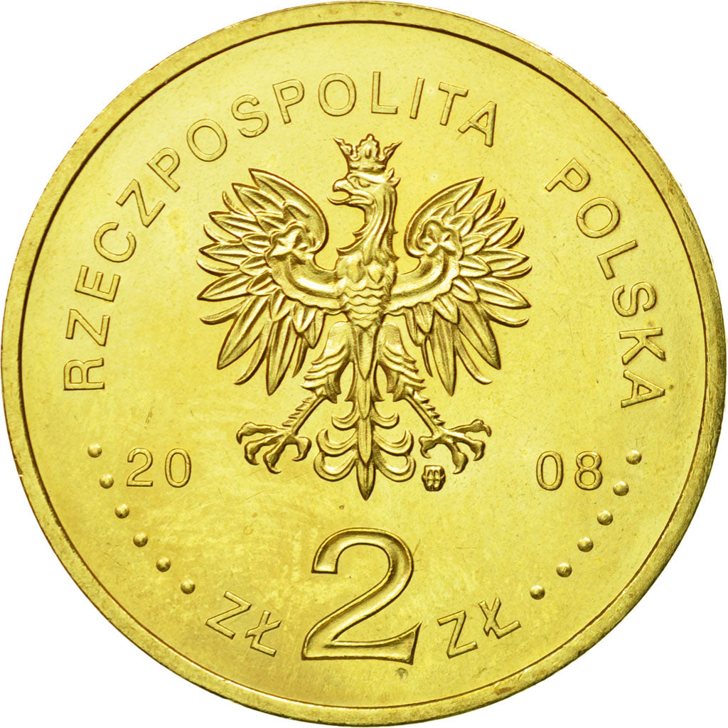 Coin, Poland, 2 Zlote, 2008, Warsaw, MS(63), Brass, KM:659