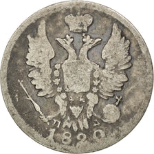 RUSSIA, 20 Kopeks, 1820, Saint-Petersburg, KM #128, F(12-15), Silver, 3.87