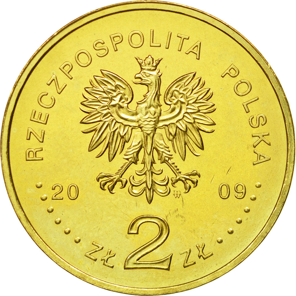 Coin, Poland, 2 Zlote, 2009, Warsaw, MS(64), Brass, KM:692