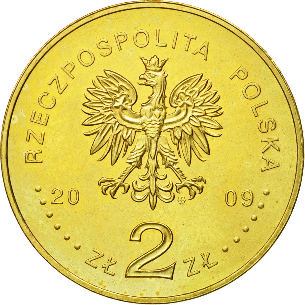 Coin, Poland, 2 Zlote, 2009, Warsaw, MS(63), Brass, KM:711
