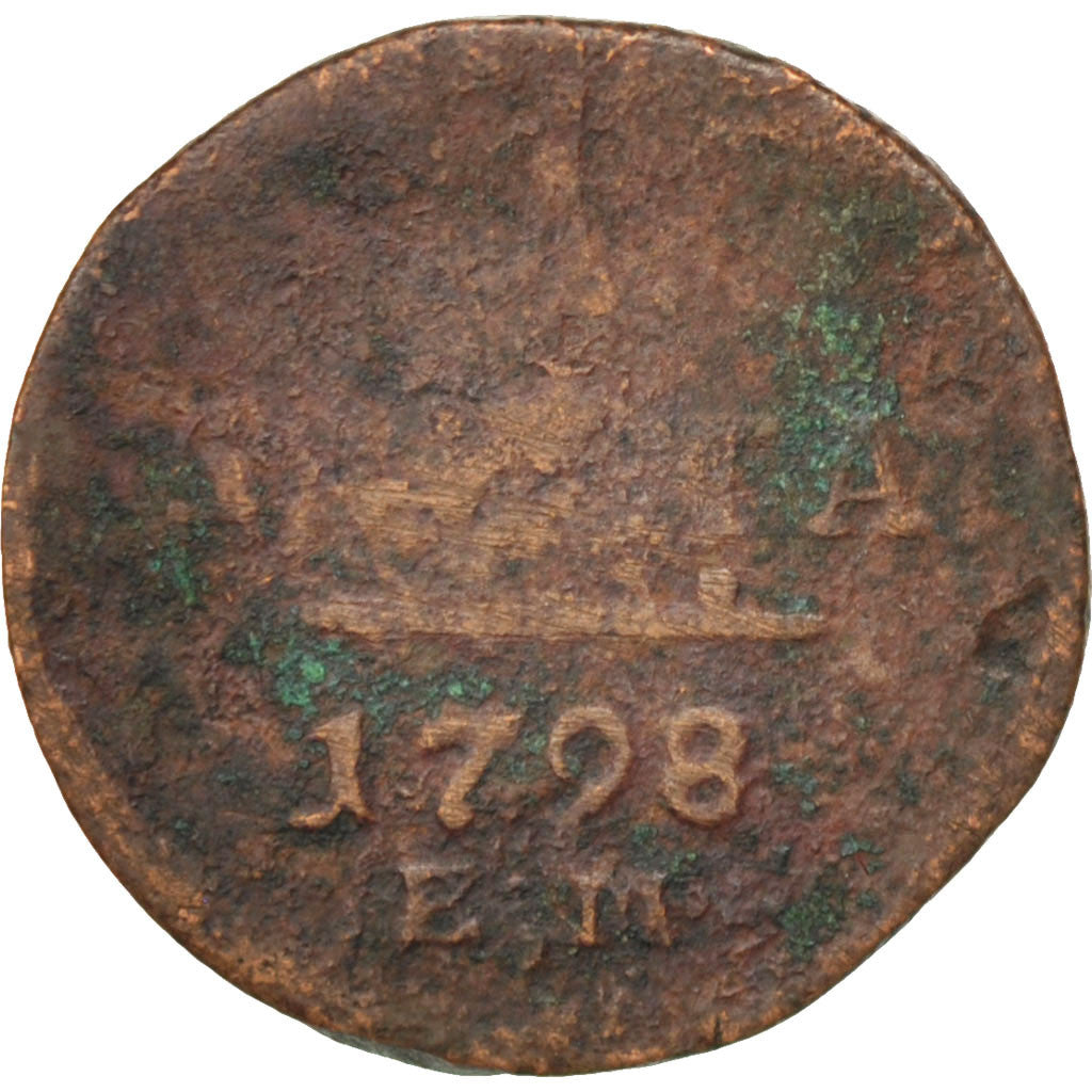 RUSSIA, Denga, 1/2 Kopek, 1798, Ekaterinbourg, KM #93.2, VG(8-10), Copper, 4.17