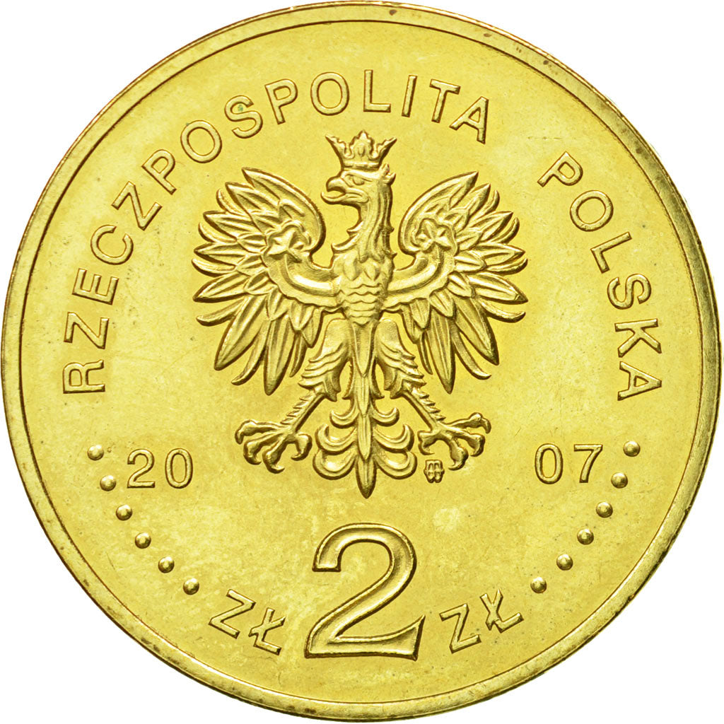 Coin, Poland, 2 Zlote, 2007, Warsaw, MS(63), Brass, KM:612