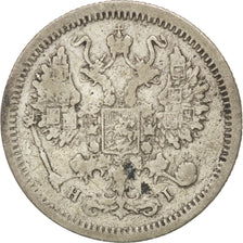 Russia, Nicholas II, 10 Kopeks, 1876, Saint-Petersburg, MB, Argento, KM:20a.2