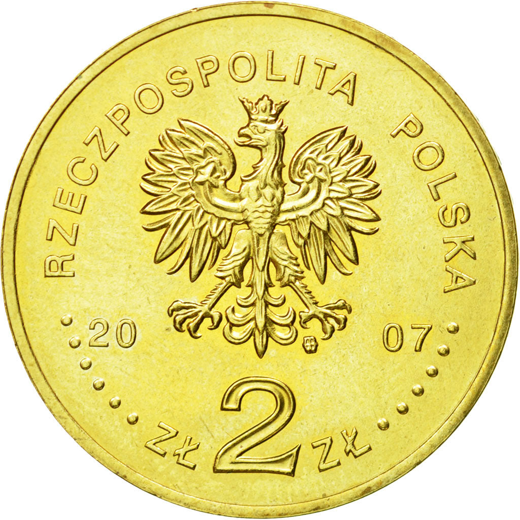Coin, Poland, 2 Zlote, 2007, Warsaw, MS(63), Brass, KM:611