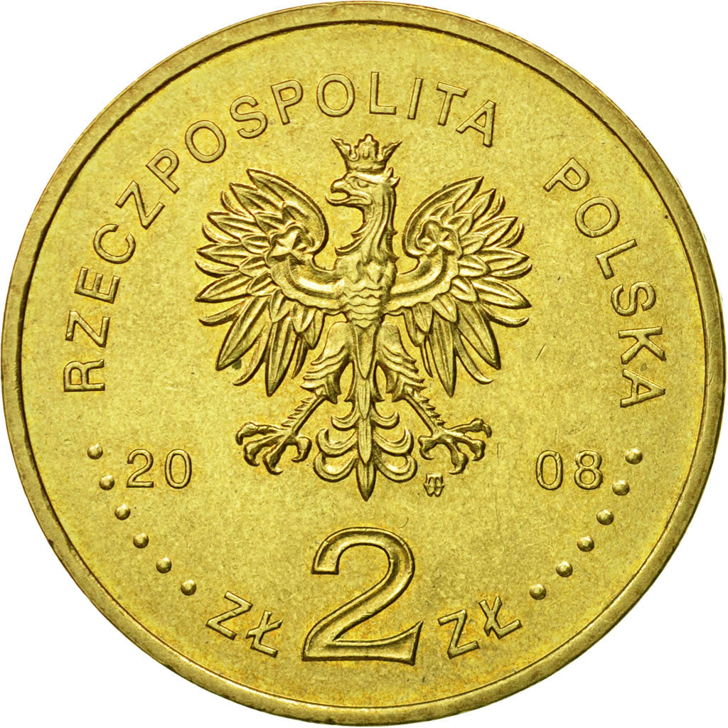 Coin, Poland, 2 Zlote, 2008, Warsaw, MS(63), Brass, KM:629
