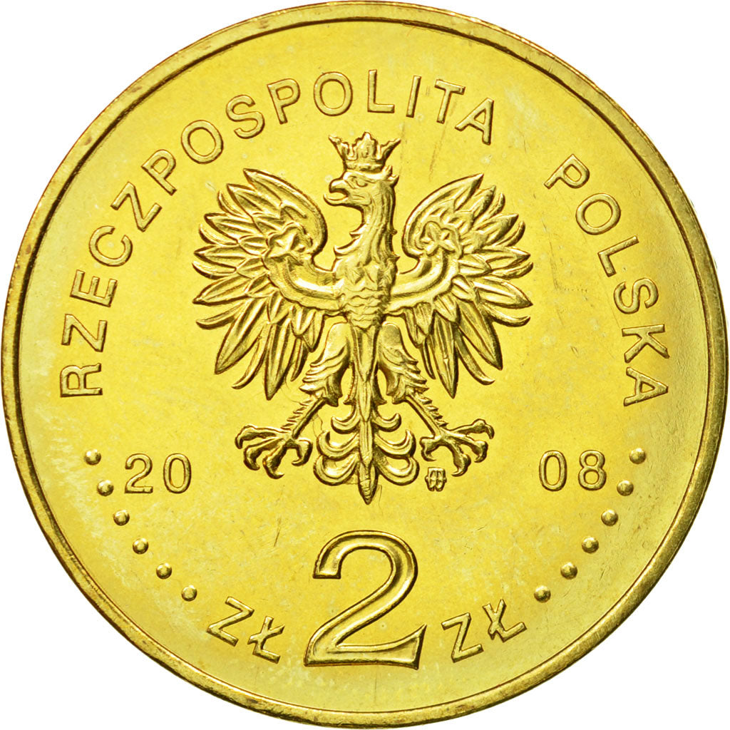 Coin, Poland, 2 Zlote, 2008, Warsaw, MS(63), Brass, KM:634