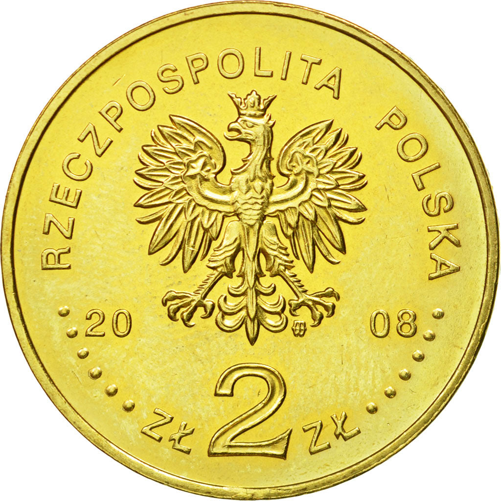 Coin, Poland, 2 Zlote, 2008, Warsaw, MS(63), Brass, KM:641