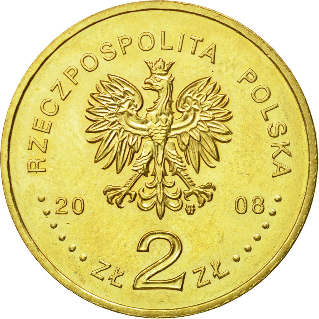 Coin, Poland, 2 Zlote, 2008, Warsaw, MS(63), Brass, KM:644