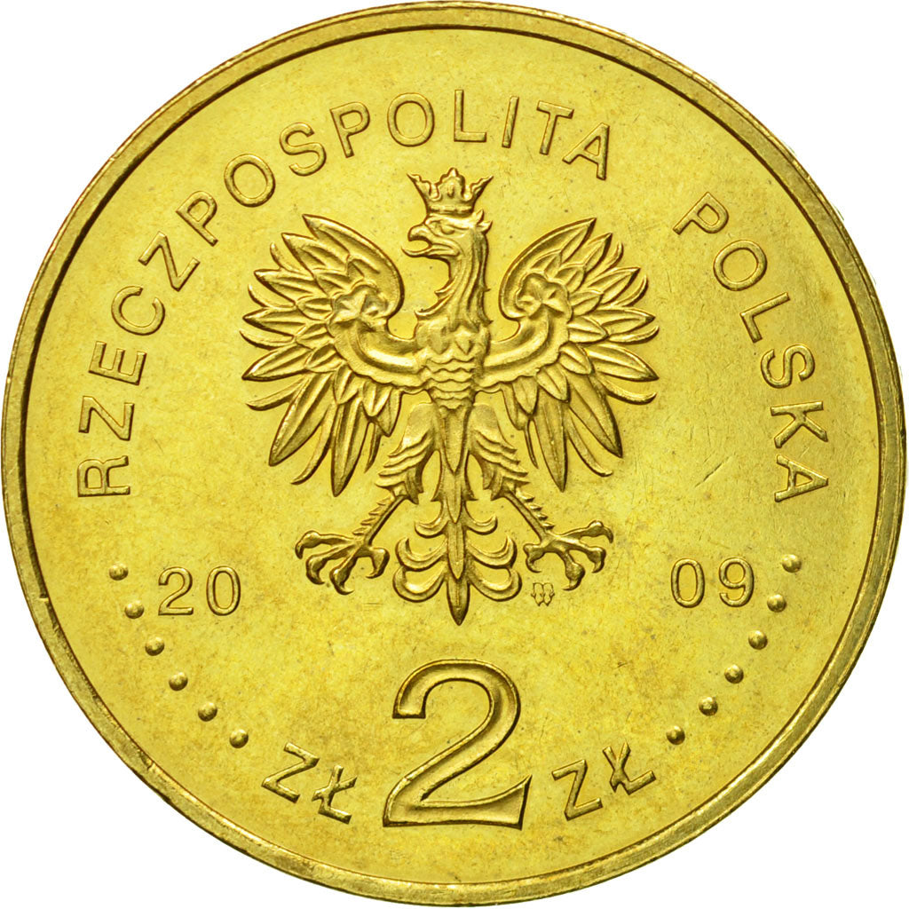 Coin, Poland, 2 Zlote, 2009, Warsaw, MS(63), Brass, KM:707