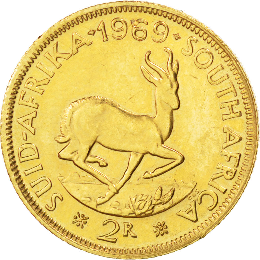 SOUTH AFRICA, 2 Rand, 1969, KM #64, MS(63), Gold, 7.97