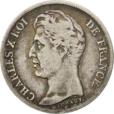 FRANCE, Charles X, Franc, 1826, Paris, KM #724.1, VF(30-35), Silver, Gadoury...