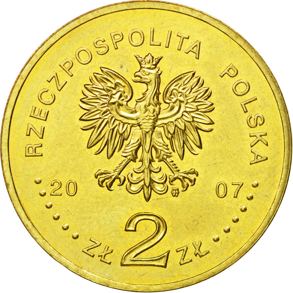 Coin, Poland, 2 Zlote, 2007, Warsaw, MS(63), Brass, KM:590