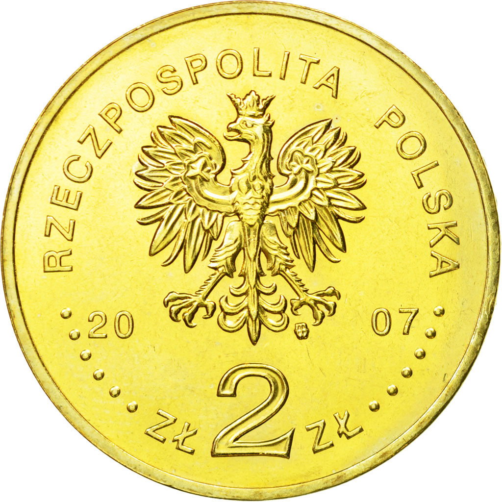 Coin, Poland, 2 Zlote, 2007, Warsaw, MS(63), Brass, KM:594