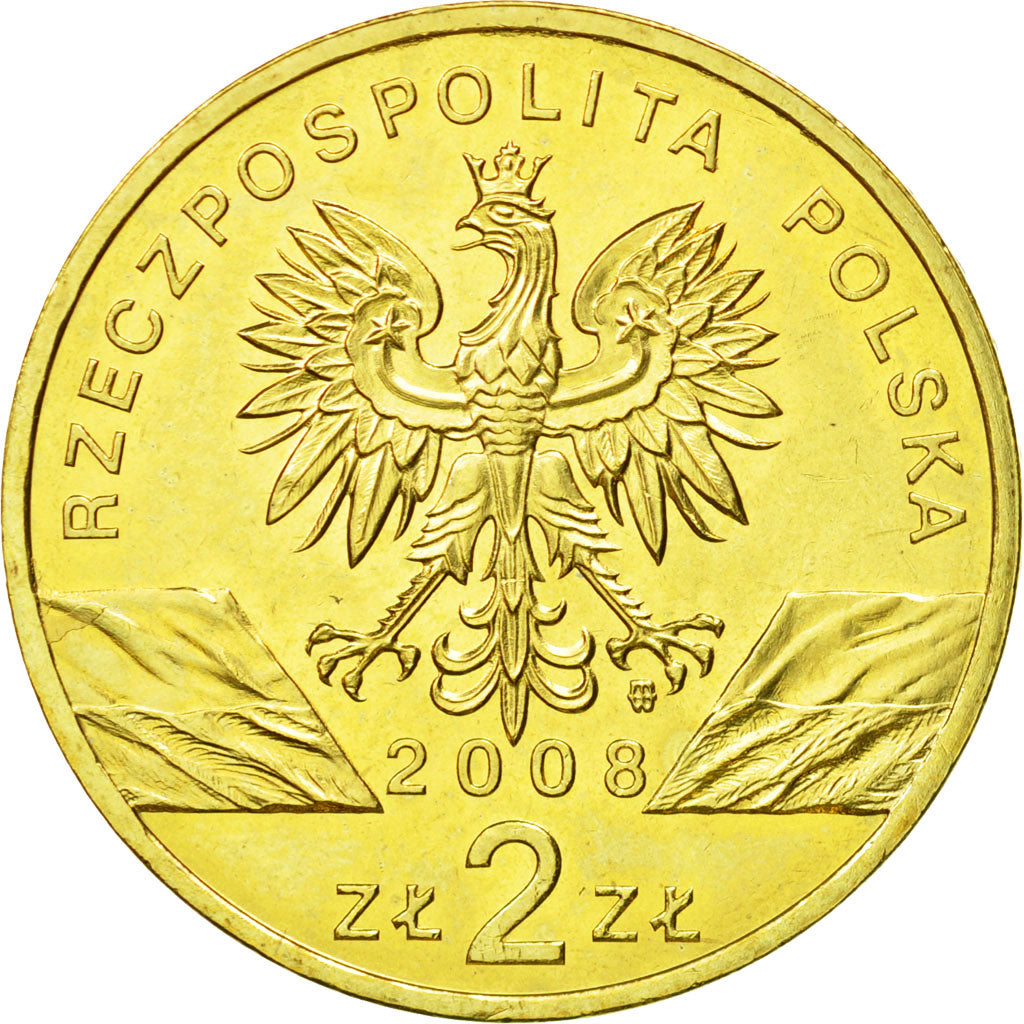 Coin, Poland, 2 Zlote, 2008, Warsaw, MS(63), Brass, KM:627