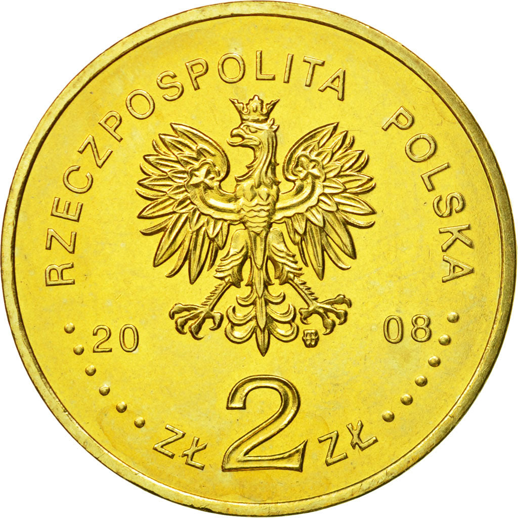 Coin, Poland, 2 Zlote, 2008, Warsaw, MS(63), Brass, KM:633