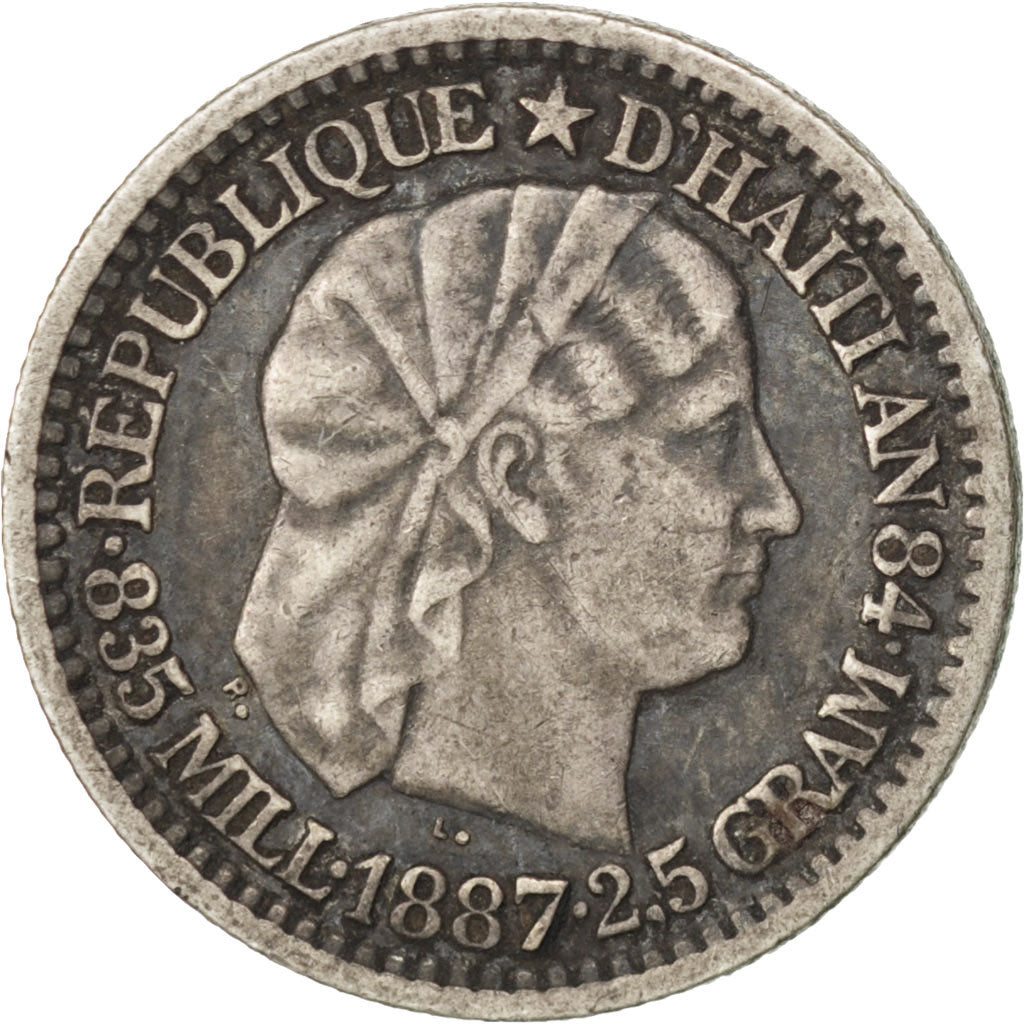 Coin, Haiti, 10 Centimes, 1887, EF(40-45), Silver, KM:44