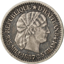 Coin, Haiti, 10 Centimes, 1887, EF(40-45), Silver, KM:44