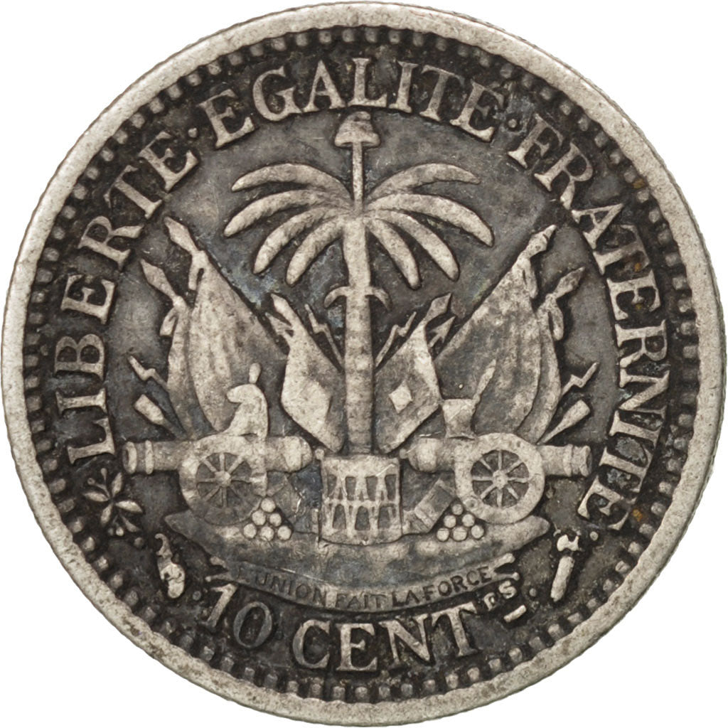 Coin, Haiti, 10 Centimes, 1887, EF(40-45), Silver, KM:44