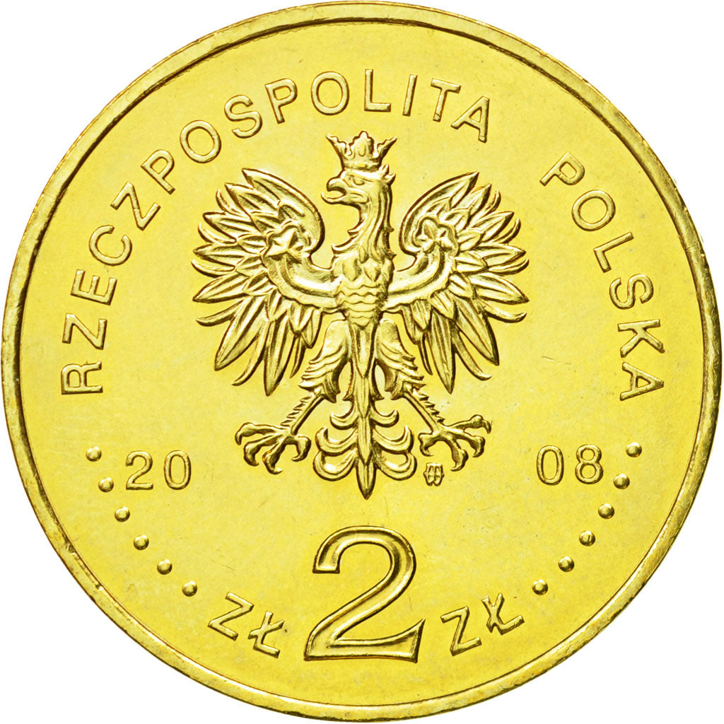 Coin, Poland, 2 Zlote, 2008, Warsaw, MS(63), Brass, KM:650