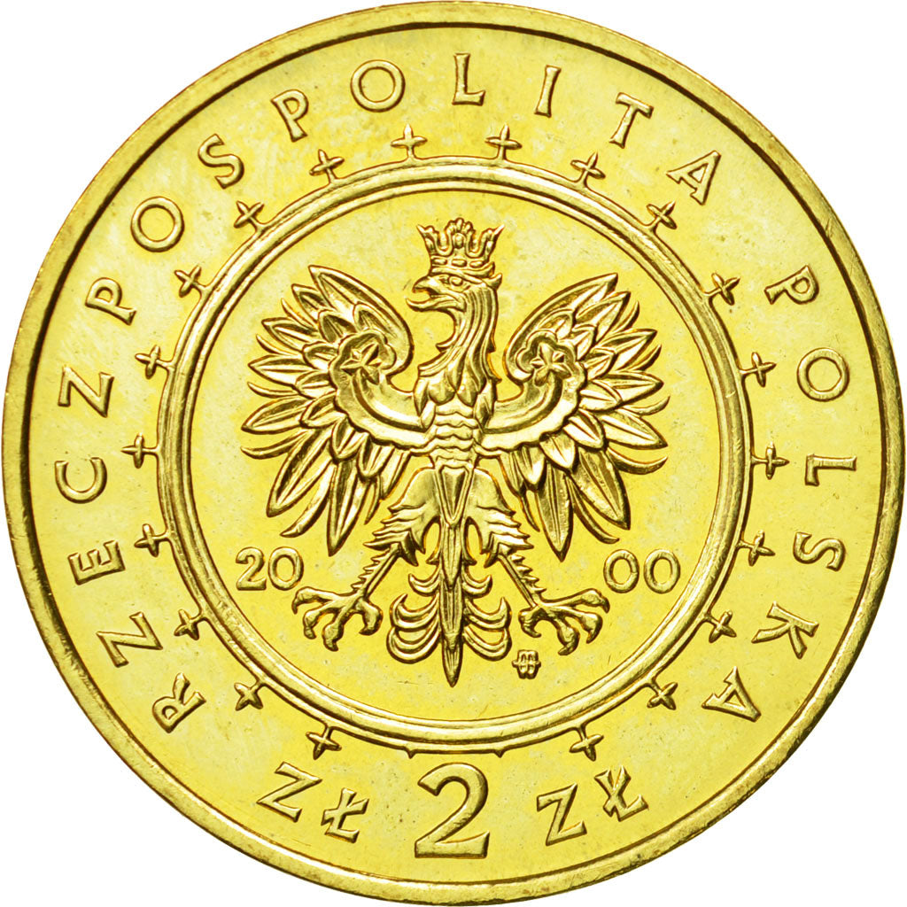 Coin, Poland, 2 Zlote, 2000, Warsaw, MS(63), Brass, KM:390