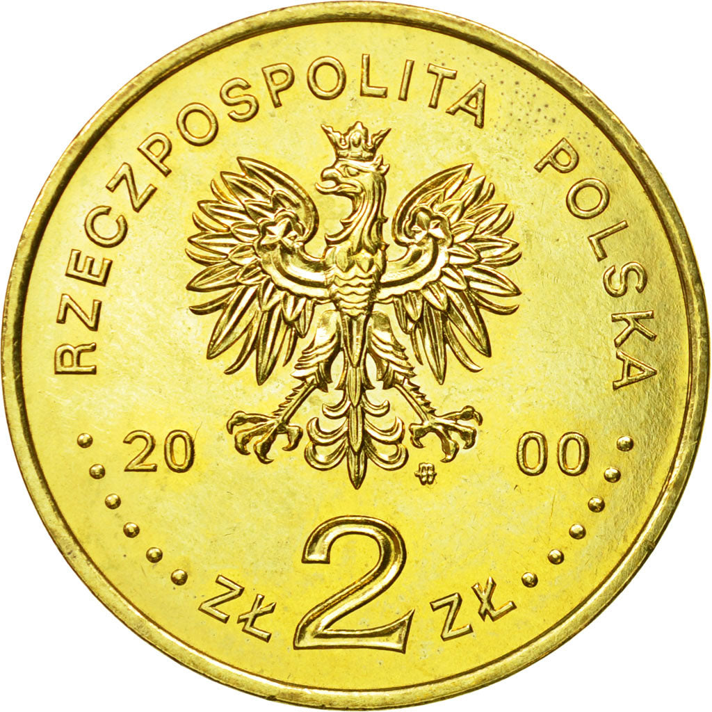 Coin, Poland, 2 Zlote, 2000, Warsaw, MS(63), Brass, KM:389