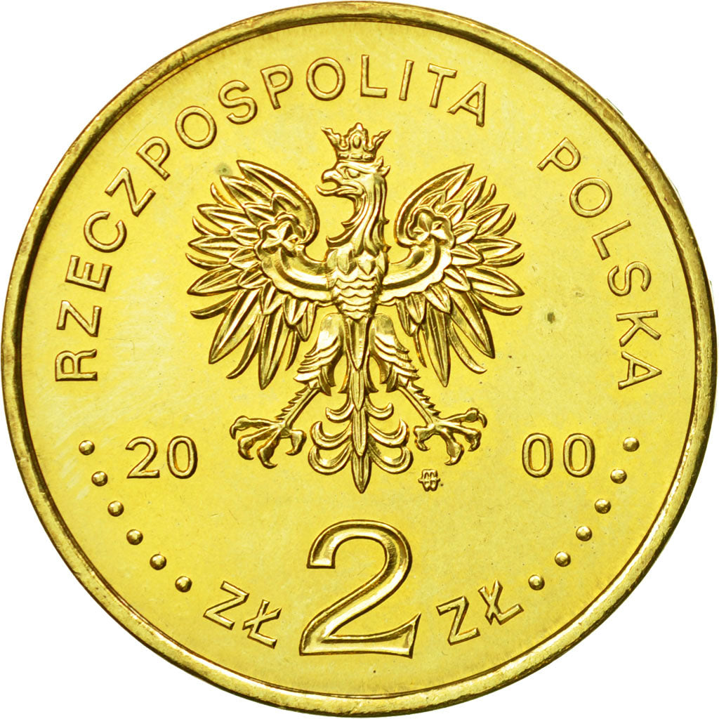 Coin, Poland, 2 Zlote, 2000, Warsaw, MS(63), Brass, KM:376