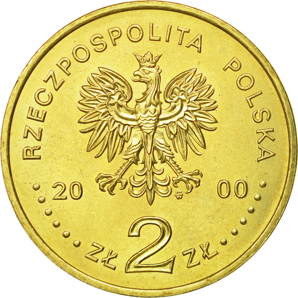 Coin, Poland, 2 Zlote, 2000, Warsaw, MS(63), Brass, KM:404