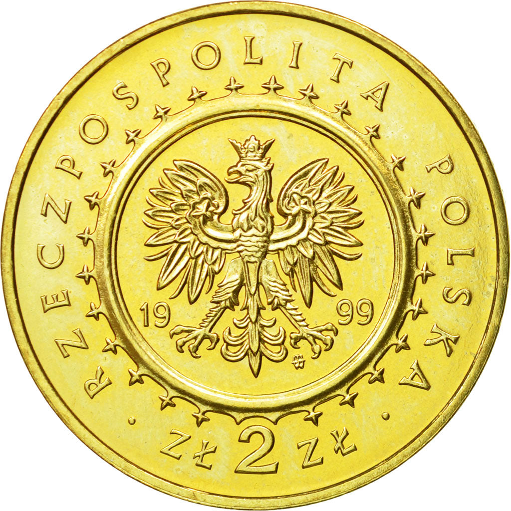 Coin, Poland, 2 Zlote, 1999, Warsaw, MS(63), Brass, KM:372