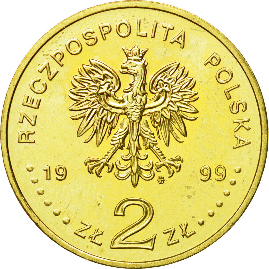 Coin, Poland, 2 Zlote, 1999, Warsaw, MS(63), Brass, KM:358