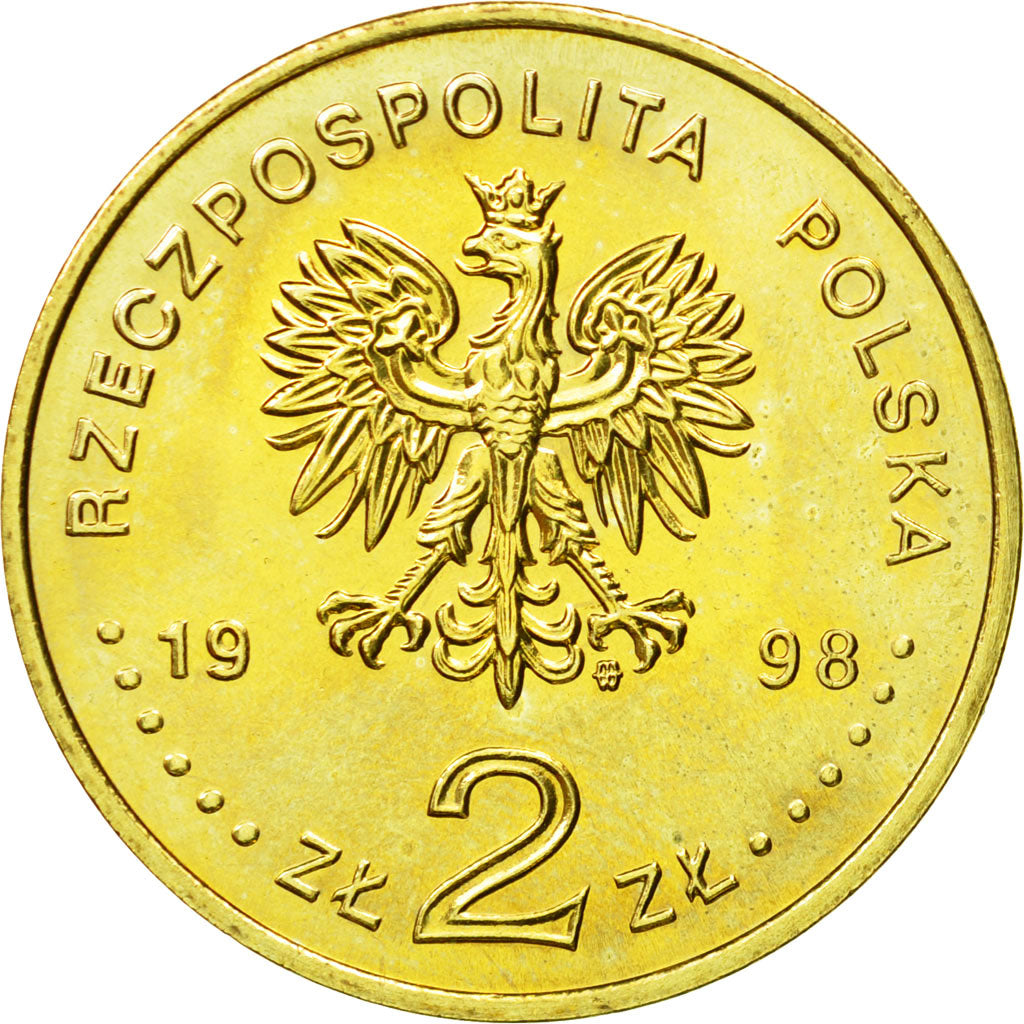 Coin, Poland, 2 Zlote, 1998, Warsaw, MS(63), Brass, KM:336