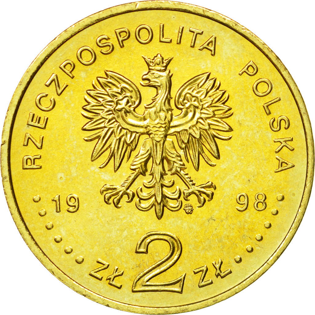 Coin, Poland, 2 Zlote, 1998, Warsaw, MS(63), Brass, KM:335