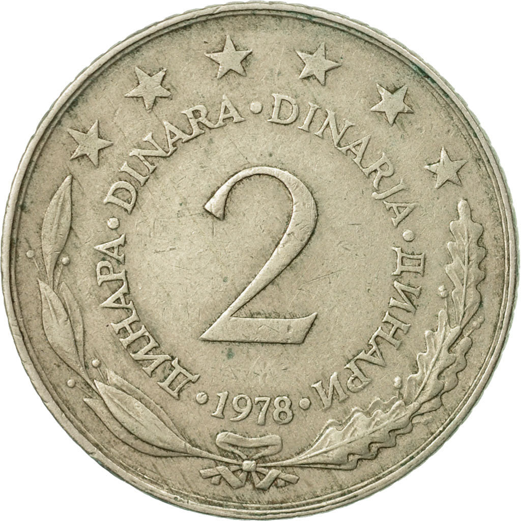 Münze, Jugoslawien, 2 Dinara, 1978, SS, Copper-Nickel-Zinc, KM:57