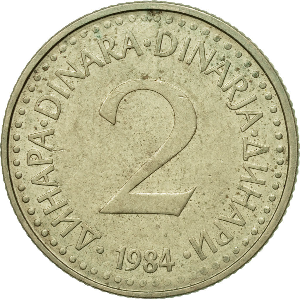 Coin, Yugoslavia, 2 Dinara, 1984, EF(40-45), Nickel-brass, KM:87