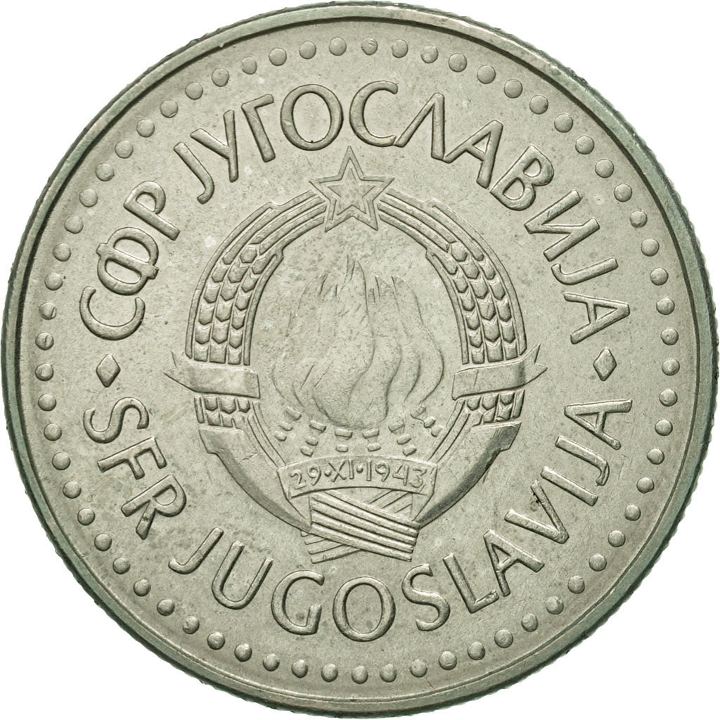 Coin, Yugoslavia, 50 Dinara, 1985, AU(50-53), Copper-Nickel-Zinc, KM:113